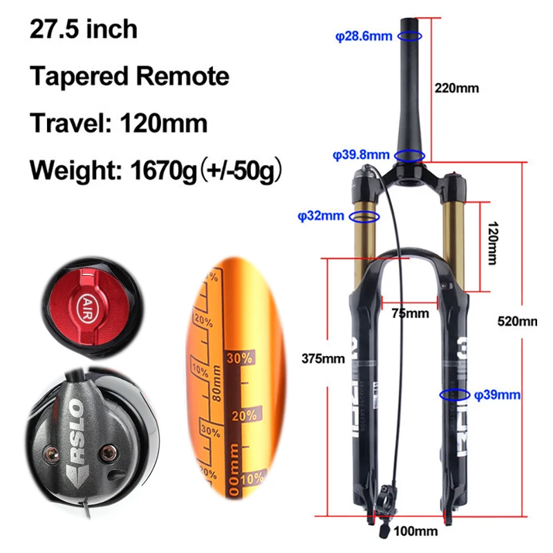 BOLANY MTB Bike Fork Solo Air Bicycle Front Suspension 26/27.5/29inch Straight/T - £165.58 GBP