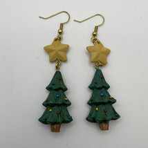 Christmas Tree Pierced Earrings Yellow Star On Top Plastic Colored Ornaments - $9.00