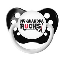 My Grandpa Rocks Pacifier - Black - 0-18 months - Ulubulu - Unisex Baby Gift - £6.28 GBP