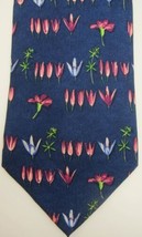 GORGEOUS Dunhill Blue With Coloful Flowers Silk Tie Made in Italy - $44.99