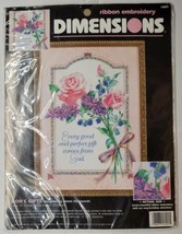 Dimensions Ribbon Embroidery Kit 1501 God's Gifts Flowers Verse 10" x 14" 1997 - $17.81