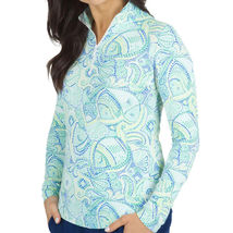 NWT IBKUL MARIEL TURQUOSE MULTI Long Sleeve Mock Golf Shirt S M L XL XXL image 2