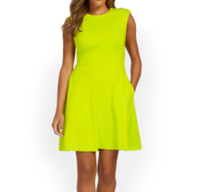 NEW YORK &amp; COMPANY Women&#39;s Shoulder-Button Flare Dress Size S BOUNCING Y... - £10.11 GBP
