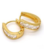 New 14 K Yellow Gold Filled Huggie Hoop Earrings with 4.5 Carats White S... - $27.49 CAD