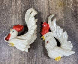 Vintage Ceramic Chicken Salt and Pepper Shakers Rooster and Hen - £12.50 GBP