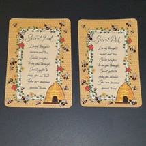 2 Secret Pal Santa Gift Cards Small 2.5&quot; x 3.75&quot; Flowers Bees Prayers NEVER USED - £7.25 GBP