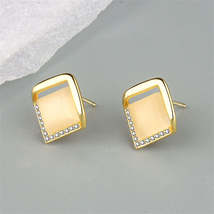 Yellow Cats Eye &amp; 18K Gold-Plated Rhombus Stud Earrings - £11.18 GBP