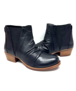MIZ MOOZ SOFT RUCHED  LEATHER  BOOTIE SIDE ZIP  BLACK  37EU / 7US  # Z-148 - $59.95