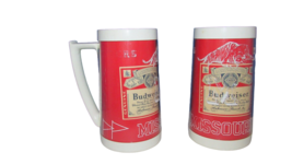2 Vintage Budweiser Thermo Serv Insulated Beer Mug University Missouri t... - $13.50