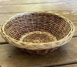 Vintage Basket Round Woven Wicker Storage Basket Country Rustic Decor 10” - $18.79