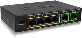 Tech 6 Port PoE Switch 4 PoE Ports with 2 Ethernet Uplink and Extend Fun... - $50.52