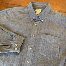 LL Bean Flannel Shirt Mens XL Solid Gray Button Down Casual - £14.52 GBP