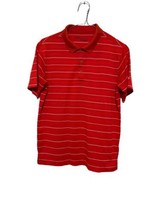 Nike Golf Boy&#39;s Dri-FIT Striped Polo Orange With White Stripes Sz L - £11.77 GBP