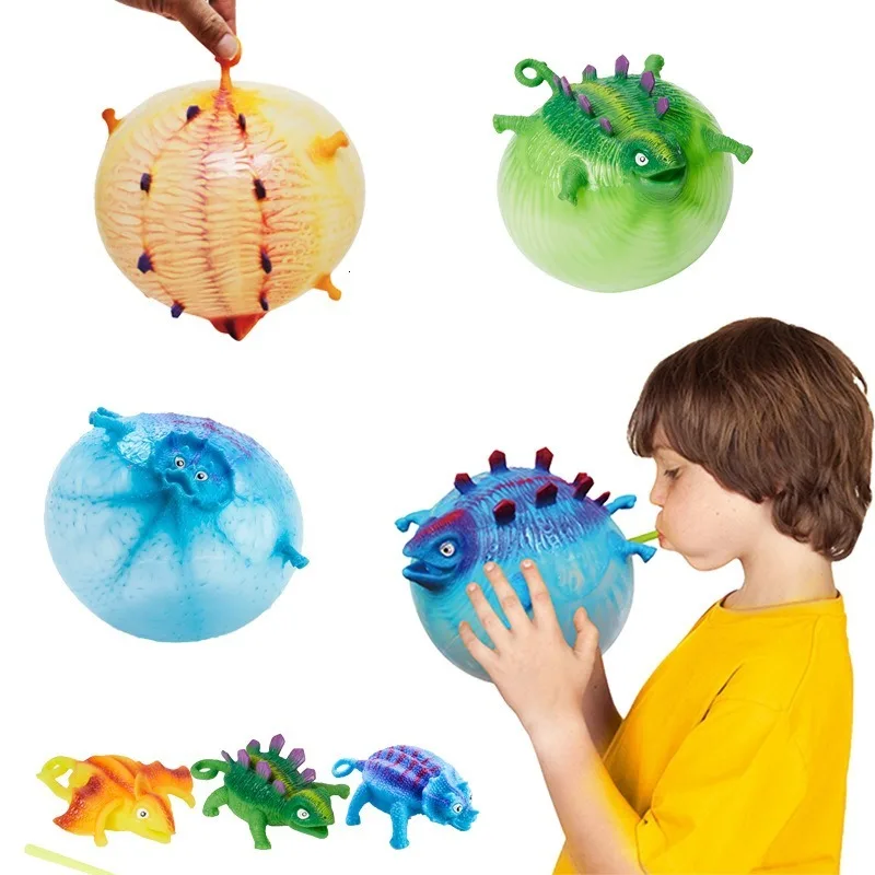 New Fancy Toy Can Blow Air Animal Vent Toy Inflatable Dinosaur Ball Toy Boys - £7.33 GBP