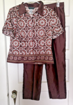 Plaza Collection Women’s Brown and Red Patterned Two-Piece Set Size 12P - $653.72 MXN