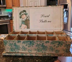Antique Sewing Button Store Display Box 60 Card Super Washington Pearl O... - $169.95