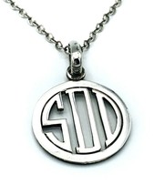 Sterling Silver Block Monogram Pendant Necklace Initials SDD - £31.14 GBP