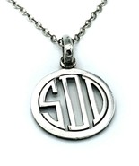 Sterling Silver Block Monogram Pendant Necklace Initials SDD - $39.60