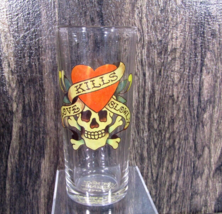 Ed Hardy Barware Drinking Beer Glass Love Kills Slowly Skull Heart 16 oz... - £7.80 GBP
