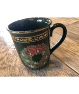 Otagiri Christmas Wreath Cup Mug Japan Holiday Tea Coffee Gold Trim Coll... - $346.70 MXN