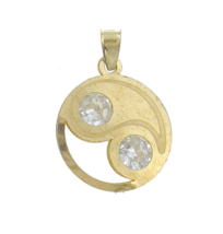 Yin Yang Symbol Charm Pendant 10k Yellow Gold CZ - $190.08