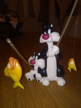 Extremely Rare! Looney Tunes Sylvester with Sylvester Jr. Fishing Fig Statue - $585.00