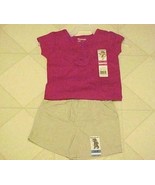 Toddler Girls Summer Outfit Size 12 Month Garanimals Pink Shirt Khaki Sh... - £7.07 GBP