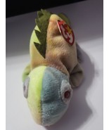 RARE Ty Iggy the Iguana Beanie Baby with Tie Dye Fabric &amp; Tag Errors (1997) - £7.32 GBP