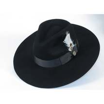 Mens Hat By BRUNO CAPELO Australian Wool Wide Brim Fedora Duke DU720 Black image 5