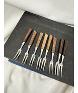 VTG MCM Appetizer Cocktail Fondue Forks Teak Rose Wood Handle Japan set ... - €10,98 EUR
