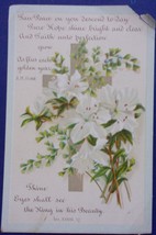 Vintage Victorian Religious Card With Lilies  - £1.56 GBP