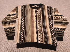 BACHRACH Coogi Style 3D Knit Cotton Pullover M Sweater Biggie Cosby 90’s USA Dad - £37.66 GBP