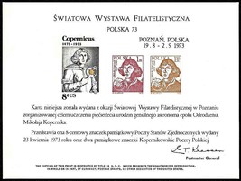 USPS PS12 Souvenir Card, Polska 73,  US &amp; Poland Copernicus stamps 1973 - $2.72