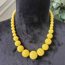 Vintage Japan Yellow Glass Beads Choker Necklace with Lobster Clasp - £21.23 GBP
