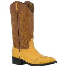 Mens Buttercup Western Wear Cowboy Boots Ostrich Skin J Toe Botas Vaquero - £143.84 GBP