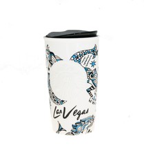 Starbucks Las Vegas Siren Cards Print Ceramic Traveler Tumbler Coffee Mug 12oz - £108.74 GBP