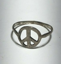 Peace Sign Symbol Ring Sterling Silver .925 Size 6 - £15.89 GBP
