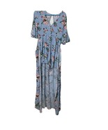 Adam Levine Floral Shorts Blue Short Sleeve Flowy Train Open Back Romper... - $18.45 CAD