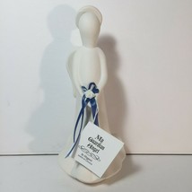  Angel Guardian Statue 8.5 &quot; tall by Meggan&#39;s blue ribbon white rose det... - $22.75