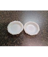 Pair White Milk Glass Anchor Hocking Ashtray/Trinket Thumbprint Round Di... - $27.12 CAD