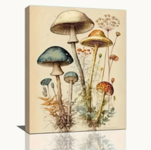 New Forest Mushrooms Mounted Canvas Print  Morel Shroom Boho Hippie Decor Trendy - £22.84 GBP