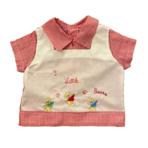 Vintage Red Gingham Embroidered Shirt Infant Size 0-3 Months - £4.64 GBP