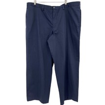 Eddie Bauer dress pants 44 mens relaxed fit navy blue chino flat front trousers  - £21.80 GBP