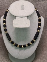 Vintage Jewelry 70s 80s TRIFARI Black Lucite Necklace 18&quot; - £10.79 GBP