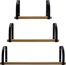 Wood Floating Wall Shelf Storage Shelves Display Rack Bedroom Mounted Brown 3 - £17.34 GBP