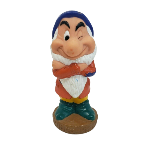 5&quot; VINTAGE DISNEY SNOW WHITE 7 SEVEN DWARF HAPPY RUBBER BATH FIGURINE TOY - $9.50