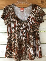 Hearts of Palm Women&#39;s S Shirt Tribal Tropical embellished Neckline Top ... - $17.63