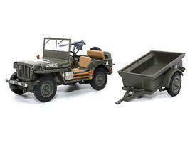 Willys Jeep 1/4-Ton Utility Truck Olive Drab w Trailer United States Army 1/43 D - £37.33 GBP