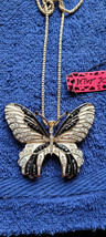 New Betsey Johnson Necklace Butterfly Black White Collectible Decorative Nice - £11.98 GBP