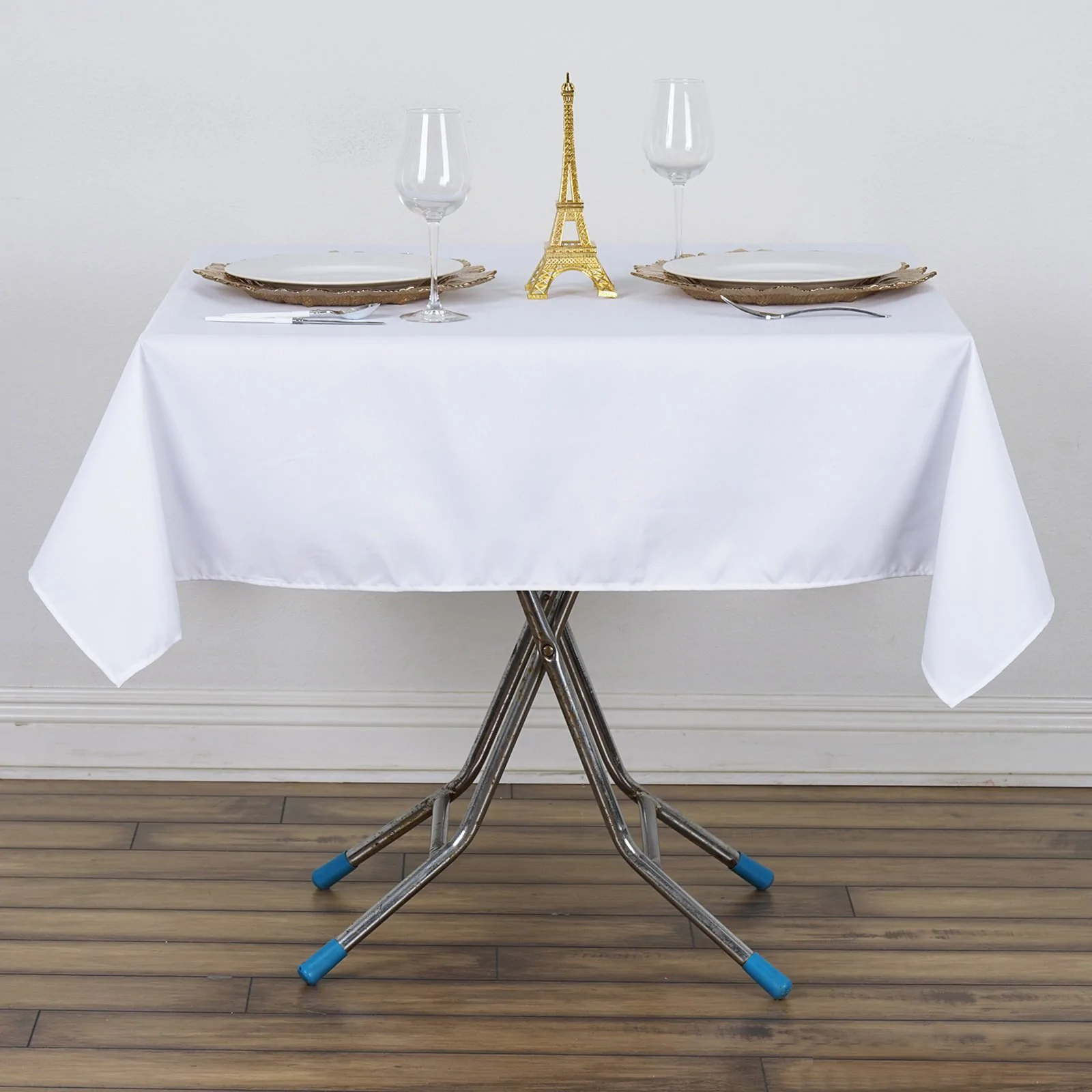White - 5pcs 54&quot; x 54&quot; Rectangle Tablecloth Premium Heavy Duty Polyester - £62.25 GBP